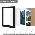 5x7 Black Picture Frames set of 3, Made of Wooden and Glass Photo frame - Displays Picture 4x6 with Mat or 5 x 7 without Mat, Desktop & Wall Collage Frame set