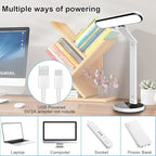 Miady LED Desk Lamp Stepless Dimming for Office Home, 15/30/45 Minutes Auto-Off Timer, 6 Lighting Brightness Levels with Adjustable Arm, Eye-Caring Reading Light for Table Bedroom Study