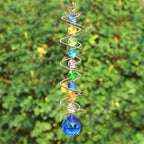Sun Catchers Gazing Ball Spiral Tail Wind Spinner with Crystal Suncatcher for Hanging Ornaments Decorative Indoor Outdoor Windows Prism Rainbow Maker Car Mirror Home Yard Garden Decor