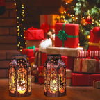 Solar Lanterns Outdoor Garden Hanging Lantern Waterproof LED Metal Bronze Moon Fairy Lantern Waterproof Flickering Flameless Candle Mission Lights for Table,Patio,Mother's Day Gift(2Pack)