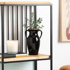 Sullivans Modern Vase with Handles, Modern Flower Ceramic Vases for Your Living Room, Home Office, and Kitchen, Minimalist Shelf for Real or Fake Flowers (CM3121) Black