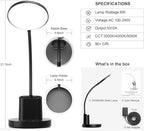 Desk Lamp, LED Desk Lamp for Home Office, Touch Table Lamp with 3 Color Modes 360° Adjustable Arm, Dimmable Desk Light with Pen Phone Holder, Black