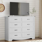 8-Drawer Dresser for Bedroom, Modern Wooden Chest of Drawers with Metal Handles, Anti-Tipping Design, Sturdy and Stable Storage Organizer for Living Room, Entryway, Home Office, Standard