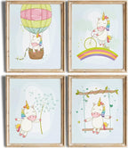 Unicorn Wall Decor Art Prints (Set of 4) - Unframed - 11x14 | Girls Room Decor | Enchanting and Whimsical Design | Adding Fantasy and Charm to Kids' Rooms or Nurseries | Wall Art for Unicorn Lovers