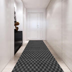 Custom Size Backed Non-Slip Area Rugs Runner, Easy Clean, Waterproof Runner Rugs for Hallway Entryway, Kitchen, Laundry, 2FT x 30FT, Gray Checkered