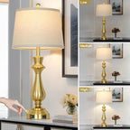 Modern Gold Table Lamps Set of 2 for Living Room,30" Tall Bedside Lamp with USB Charging Port,3-Way Dimmable Touch Nightstand Lamp for Bedroom Desk Side Table Office,Gold