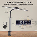 G Keni 3400 Lumen Architect Desk Lamp with Clock for Home Office, 31.5″W x 27″H, Ultra Bright Auto-Fill Brightness Desk Lamps with Timer, Gooseneck Touch LED Light for Work/Study/Read (Clamp)