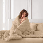 MUXHOMO 7 Pieces Queen Comforter Set, Seersucker Bed in a Bag Queen Size, All Season Luxury Bedding Set with Comforter, Flat Sheet, Fitted Sheet, Pillowcases & Shams, Khaki