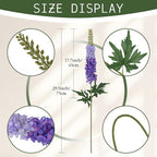 6PCS Delphinium Artificial Silk Flowers 29.5" Purple Fake Flowers Long Stem Faux Hyacinth Flowers for Tall Vase Wedding Home Garden Decor (Bluish Violet)