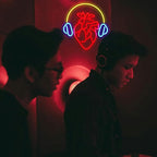Heart With Headphone Neon Sign USB Power Music Heart Neon Light Dimmable Music Lover Led Art Sign Wall Decor for Bedroom Bar Party Studio Unique Gift for Music Enthusiasts