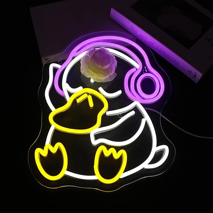 Neon Sign - Duck LED Neon Signs for Wall Decor, Cute Animal Light Up Sign for Bedroom, Party, Bar, Game Room & Kids Room Decor