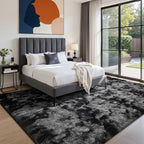 5x8 Ft Large Shag Rugs for Bedroom Living Room Decor for Men Boys, Tie Dyed Ultra Soft Fluffy Furry Area Rug for Indoor Floor, Aesthetic Carpet for Home Decor (Dark Grey)