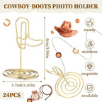 24 Pcs Gold Cowboy Boots Photo Holders Table Number Photo Clips Holder Cowboy Boots Decoration Name Place Card Stand for Centerpieces Wedding Reception, Party, Birthday