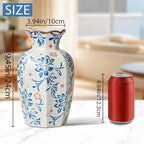 9.5 Inch Vintage Ceramic Vase, Chinoiserie Flower Vases Decorative Antique Vases for Home Decor, Rustic Blue and Pink Porcelain Vase Farmhouse Shelf Table Centerpieces Decor