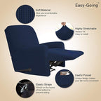 Easy-Going Recliner Stretch Sofa Slipcover Sofa Cover 4-Pieces Furniture Protector Couch Soft with Elastic Bottom Spandex Jacquard Fabric Small Checks(Recliner,Navy) Large