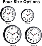Atomic Wall Clock 10 Inch, Modern Clock Battery Operated Classic Analog Decorative for Kitchen, Living Room, Office, Bedroom, Bathroom (Black)