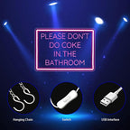 Neon Sign, Please Don't Do Coke in The Bathroom Neon Signs for Wall Decor Neon Pink LED Signs 3D Engrave Neon Light Up Signs Home Decor for Bathroom Business Club Party Bars Shop USB Operated