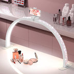 Foldable Large Half Moon LED Light,29" Arch Light with Rhinestone-Encrusted for Table Nail Desk with Phone Stand, Upgrade Arch Light for Nail Techs (White, Large)