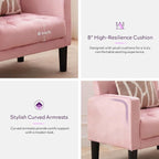 TYBOATLE Accent Chairs Set of 2, Mid Century Modern Upholstered Tufted Living Room Chair for Bedroom, Armchair Single Sofa,Reading Lounging Side Lounge Office Chair (Pink)