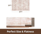 AMOAMI-3X5 Area Rug-Soft Washable Vintage Throw Accent Rugs for Living Room, Entryway, Bedroom, Kitchen, Bathroom, Laundry Room, Kitchen, Bathroom, Bedside, No Slip Pink
