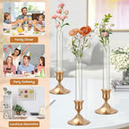 8 Pack 7.9" Glass Bud Vase Taper Base Vase for Candlesticks Candle Holder's Base Vase for Flower Candlestick Sizes from 22mm to 27mm