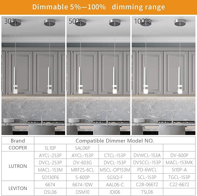 Modern Pendant Light Kitchen Fixture Dimmable LED Chrome Mini Pendant Lighting fo Kitchen Island Bedroom Bedside Table Small Pendant Lights (3-Pack)