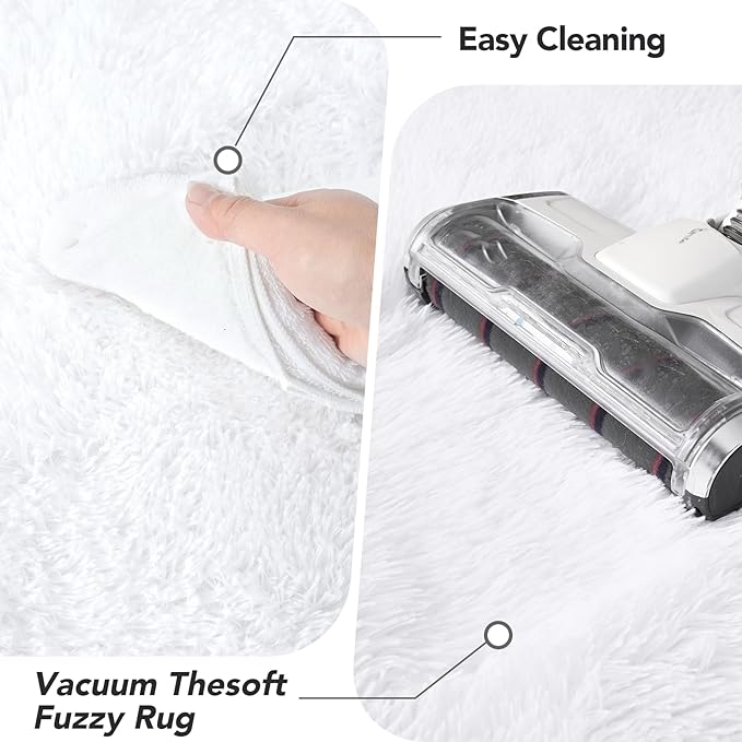 White Shag Area Rugs for Bedroom：White Plush Area Rug 4x6 - Indoor Modern Shaggy Soft Carpet for Living Room Bedroom Kids Room Nursery (White, 4x6 Feet)