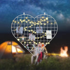 Grid Photo Wall Panels - 22.4"x20.4" Heart Shape Iron Rack Art Wire Board, Wall Grid Organizer, DIY Photo Frame for Home, Office, Kitchen, Bedroom, Christmas Gifts - White
