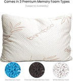 Sleepsia Standard Size Rayon Derived from Bamboo Pillow - Adjustable Shredded Memory Foam Neck Support Pillow, Breathable Pillow for Side, Back & Stomach Sleepers - Sleeping Pillow with Washable Cover