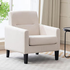 Accent Chair, Mid Century Modern Living Room Chairs Comfy Reading Chair with Upholstered Cushion Relax Armchair for Bedroom Apartment,Office,Begie