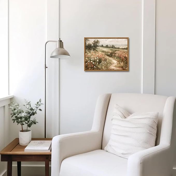 Vintage Framed Wall Art for Living Room – Vintage Wildflower Pictures Oil Paintings Canvas Prints – Country Flower Modern Farmhouse Wall Decor for Bathroom Bedroom Home Office – 8x10in