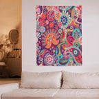 Boho Floral Tapestry, Abstract Mandala Plant Colorful Floral Home Art Wall Hanging for Bedroom Living Room Dormitory 40x60 Inch