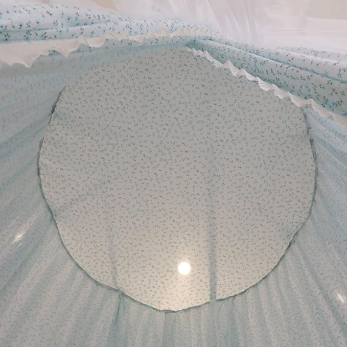 Kertnic Luxurious Bed Canopy for Girls & Adults, Large Elegant Double Layer Bed Curtain Canopy Drapes, Round Dome Lace Princess Canopies Netting (Fresh)