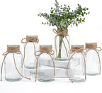 Vintage Glass Vases for Flowers, Set of 6 Clear Vases for Farmhouse Wedding Centerpiece Cylinder Bottle for Reception Table Decoration Home Decor Floral Arrangements