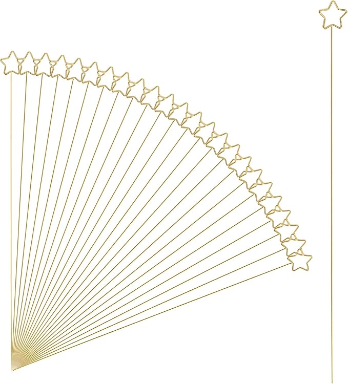 uxcell 24 Pcs Table Card Holders, 11.8 Double Star Metal Craft Wire Clips Picture Clip Table Number Holders Picks for Wedding, Photos, Memo, Restaurant, Gold