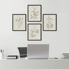 SIGNWIN Framed Vintage Wildflower Wall Art, Set of 4 Plant Collage Drawing Wall Decor Prints, Nature Wilderness Wall Décor for Living Room, Bedroom - 11"x14" Black