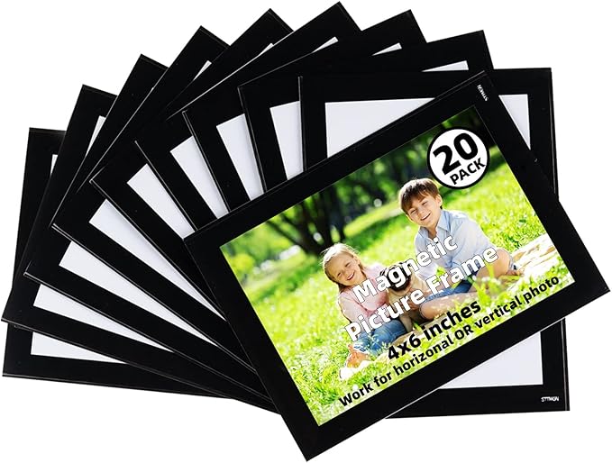 Magnetic Picture Frames for Lockers (4"X6",20 Pack),Magnet Photo Pockets/Greeting Card Holder,Decorations Frame for Home/Office/School/Classroom/Party