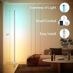 SUNMORY RGB LED Floor Lamp, 57" Corner Lamp with 80+ Scene & Timer, Smart Modern Ambient Lighting with Music Sync & 16 Million Colors, Remote & App Floor Lamps for Living Room, Bedroom, Gaming Room