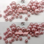 100PCS Dark Pink Faux Pearls Beads for Centerpiece Vases, Vase Filler Faux Pearls, No Holes Filler Beads for Party Anniversary Birthday Wedding Table Decor, 14/20/30mm