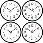 Lumuasky 4 Pack Black Wall Clock,12 Inch Silent Battery Operated Non Ticking Quartz Round Analog Classic Clock Modern Design for Home Office Classroom School Living Room Bedroom