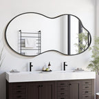 Suidia Irregular Wall Mirror, 40"x26" Bathroom Mirror Asymmetrical Mirrors Artistic Mirrors Decorative for Living Room Bedroom Bathroom Hallway Entryway, Black, Cloud Style
