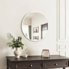 Fabuday White Circle Mirror for Wall 24 inch - Round Mirror for Bathroom, Entryway, Living Room, Hallway, Vanity Decor, Big Matte Metal Frame Mirrors