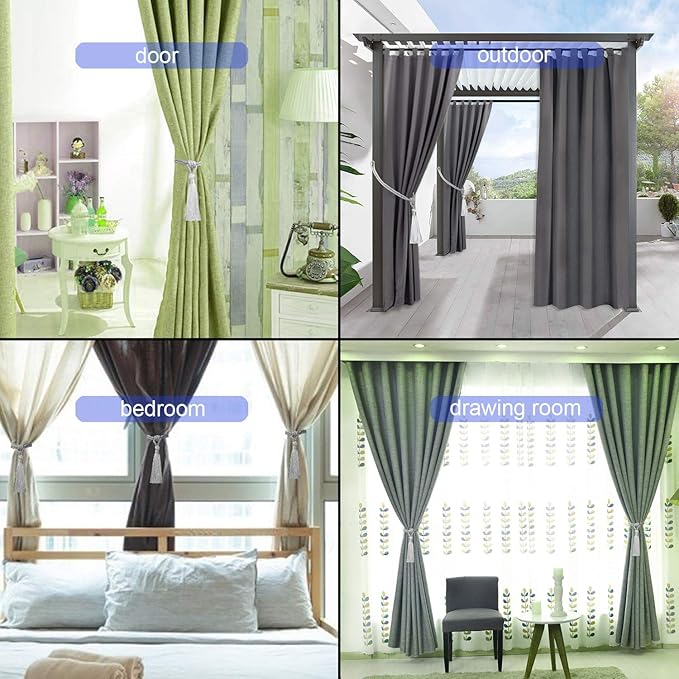 Fenghuangwu Curtain Tiebacks Tassel Tie-Backs, Rope Curtain tie Backs Handmade Curtain Holdbacks Made from Polyester (White, 2p)