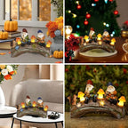 Funny Garden Gnome Statue Solar Powered Mushroom Figurine with Squirrel Gnome Durable Resin Outdoor Decoration for Patio Yard Lawn Ornament Housewarming Gift