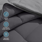 Bare Home Queen Comforter - Reversible Colors - Goose Down Alternative - Ultra-Soft - Premium 1800 Series - All Season Warmth - Bedding Comforter (Queen, Grey/Forged Iron Grey)
