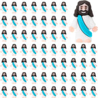 Bememo 100 Pcs Jesus Toys Original Design Mini Rubber Little Jesus Figurine to Hide and Seek Religious Party Favors Sunday School Craft Baptism Gifts for Easter Egg Stuffers(Cyan)