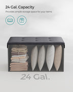 SONGMICS Mazie Collection - 30 Inches Folding Storage Ottoman Bench, Ottoman with Storage, Foot Rest Stool, Load 660 lb, for Living Room, Synthetic Leather, Dark Gray ULSF040G01