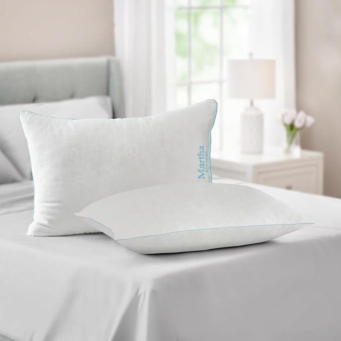MARTHA STEWART Heirloom Jacquard 2 Piece Bed Pillow Set, 385 TC, Down-Alternative, Standard/Queen
