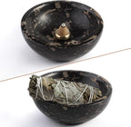 Koville Italian Natural Marble Incense Holder, Incense Holders for Sticks, Sturdy Incense Burner Ash Catcher, Ideal for Meditation, Relaxing, Easy to Clean(Nero Portoro)