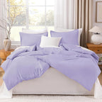 Litanika Lavender Comforter Twin/Twin XL Size, 2 Pieces Boho Lightweight Solid Bedding Comforter Set, All Season Fluffy Bed Set (66x90In Comforter & 1 Pillowcase)